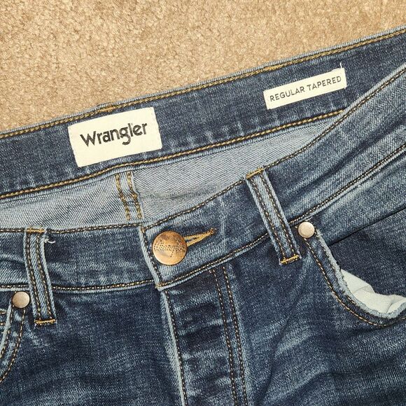 Retro Wrangler Pants Button Closure Regular Tapered 17inch Waist 32inch inseam - Picture 2 of 6